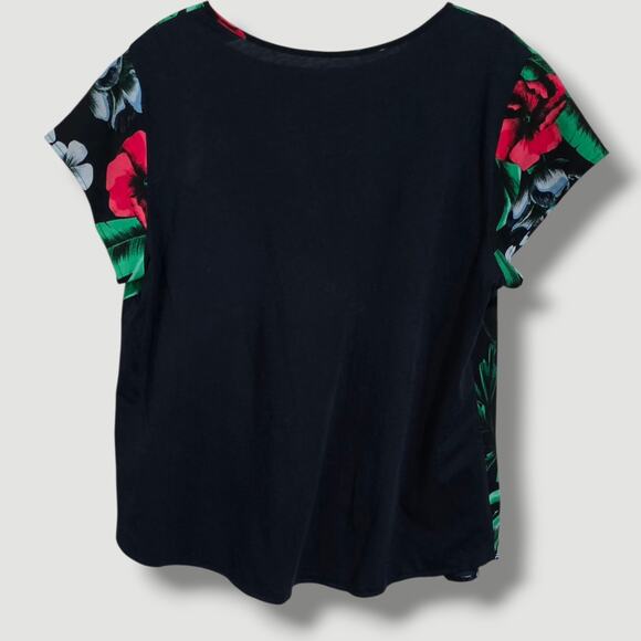 Van Heusen Women’s Tropical Floral Blouse - Large Short Sleeve Polyester Top - Picture 4 of 7